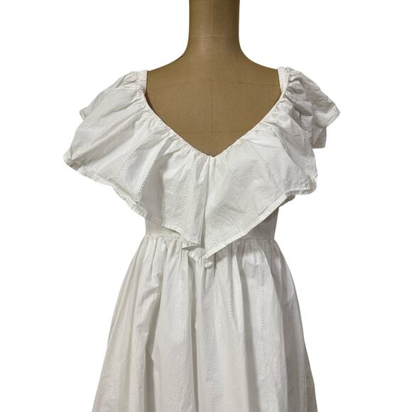 Adam Lippes Midi Dress White Cotton - Picture 4 of 8